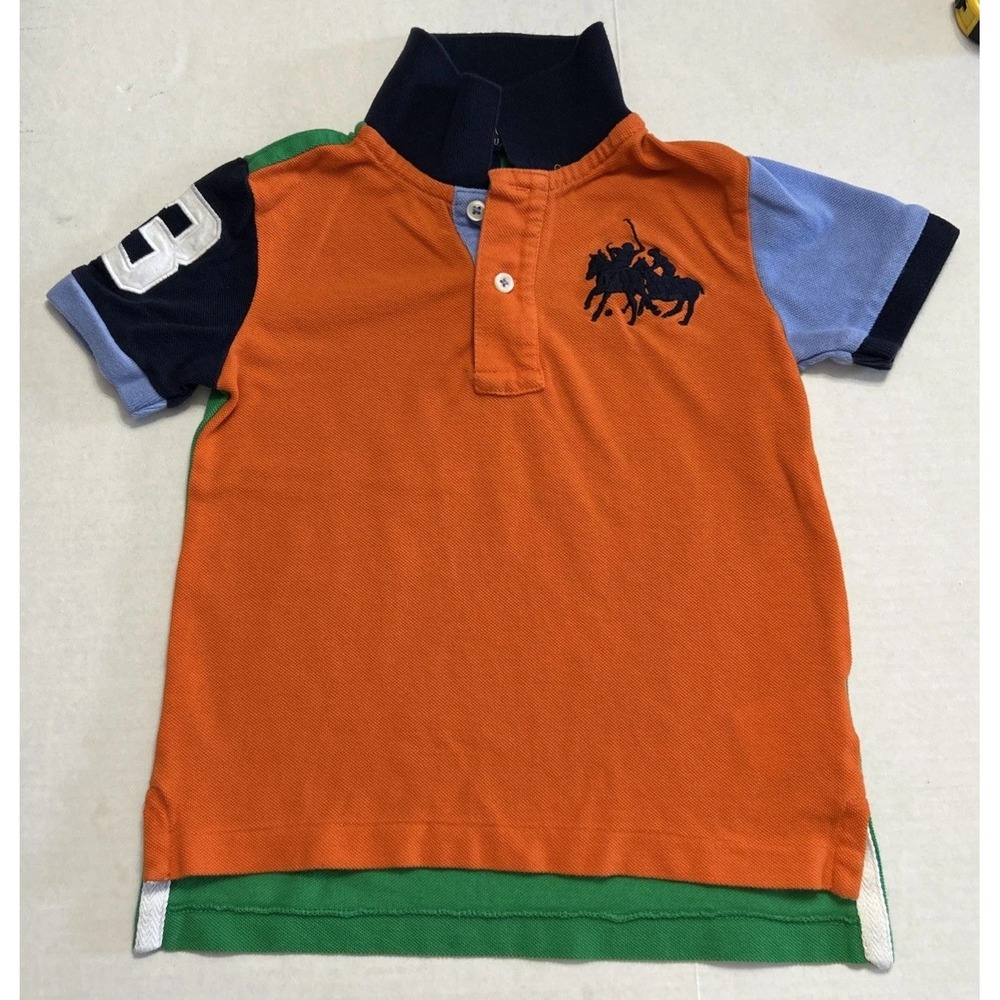 Boys Polo Ralph Lauren Large Double Polo #3 Pony Shirt Sz 4/4T Colorblock